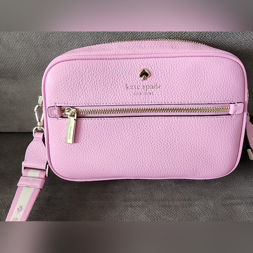 Kate Spade Emma Pebbled Leather Crossbody Bag Mandavilla Pink - Picture 3 of 9